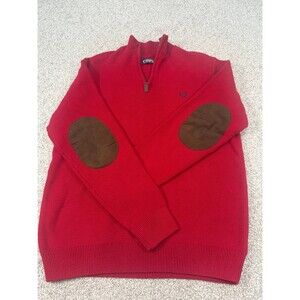Bright red chaps quarter zip elbow padded sweater men’s medium Ralph Lauren Polo